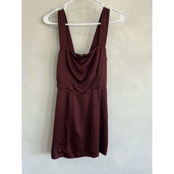 Aritzia Sundays Best Womens Mini Dress Purple Red Satin Shiny Short Sleeveless - Picture 1 of 5